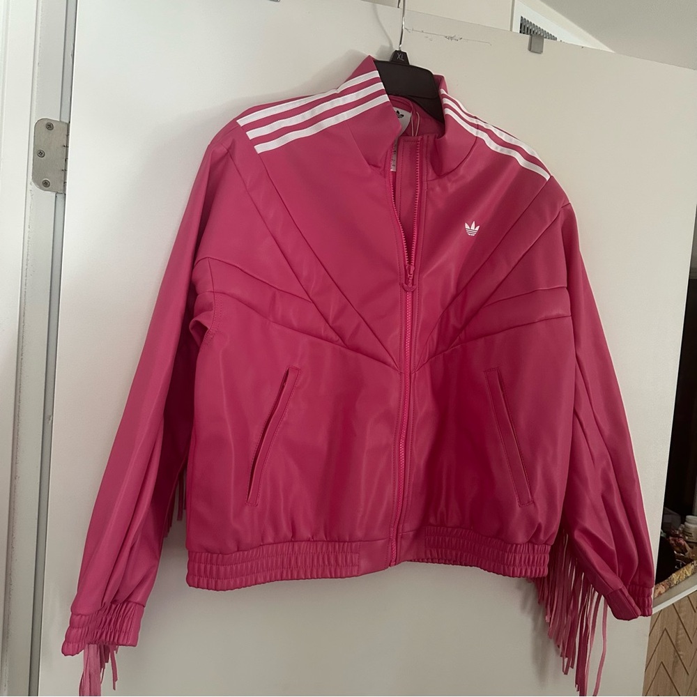 adidas Hot Pink Fringe-Trim Track Jacket